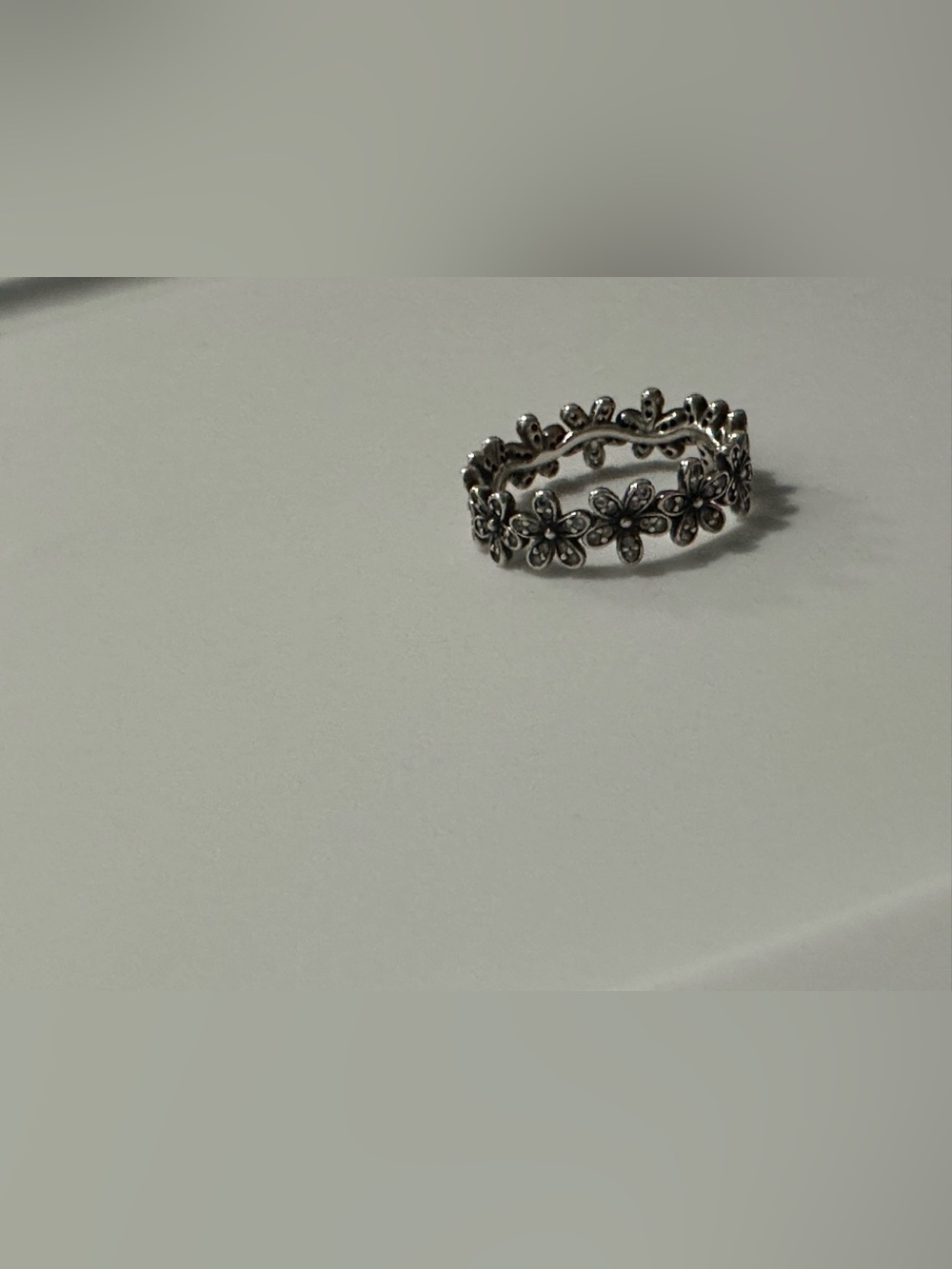 Pandora Floral Band Ring - Silver Flower Stackable Ring